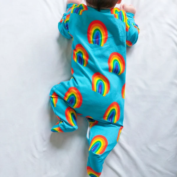 Aqua Rainbow Cotton Sleepsuit - Image 4