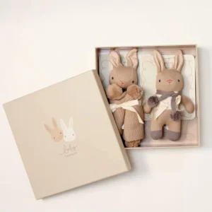 Baby Threads Taupe Gift Set - Organic Rattle + Comforter