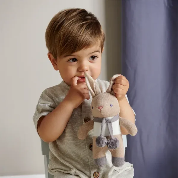 Baby Threads Taupe Gift Set - Organic Rattle + Comforter - Image 2