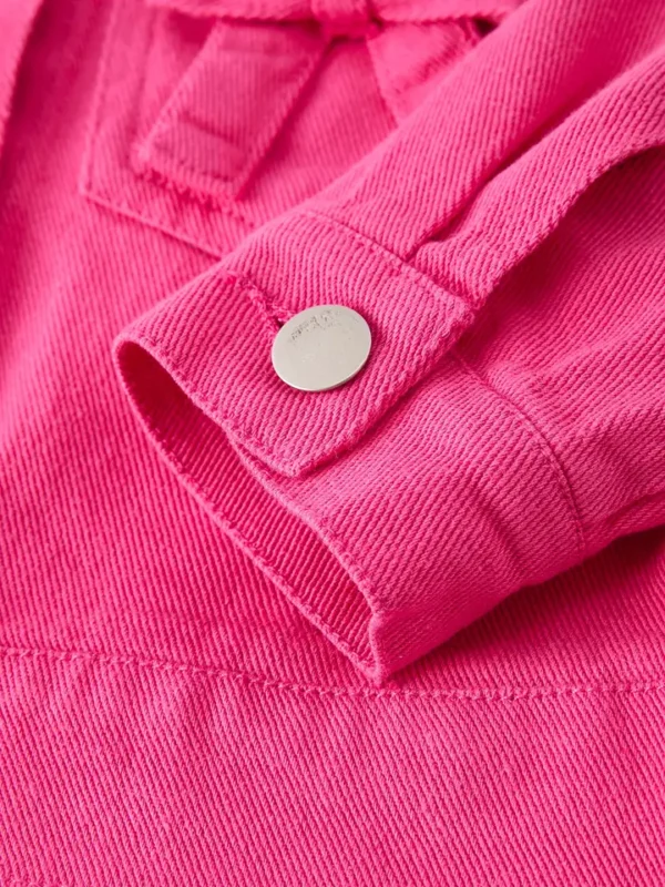 Hot Pink Fall Girls Denim Top - Image 2