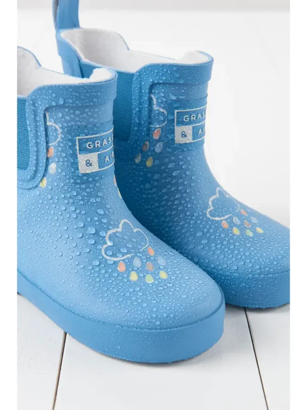 Cornflower Blue Short Colour-Changing Kids Wellies