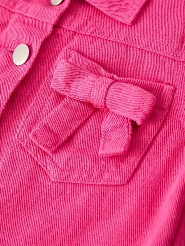 Hot Pink Fall Girls Denim Top - Image 3