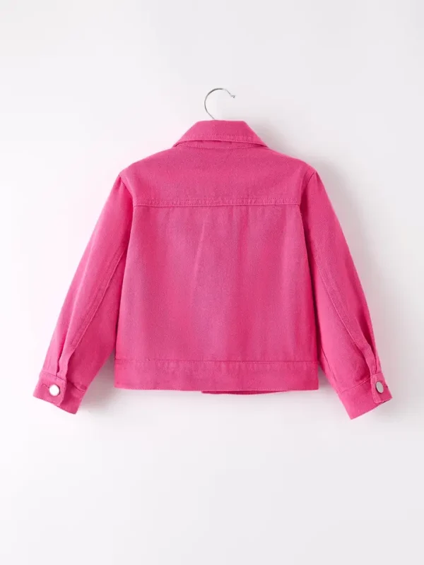 Hot Pink Fall Girls Denim Top - Image 5